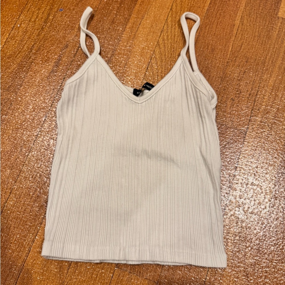 Women's Cream Ribbed Tank Top